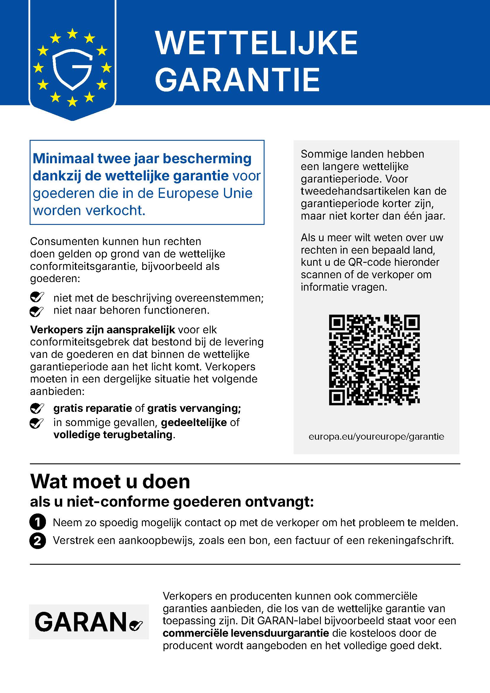 Informatie over de wettelijke garantie om te downloaden