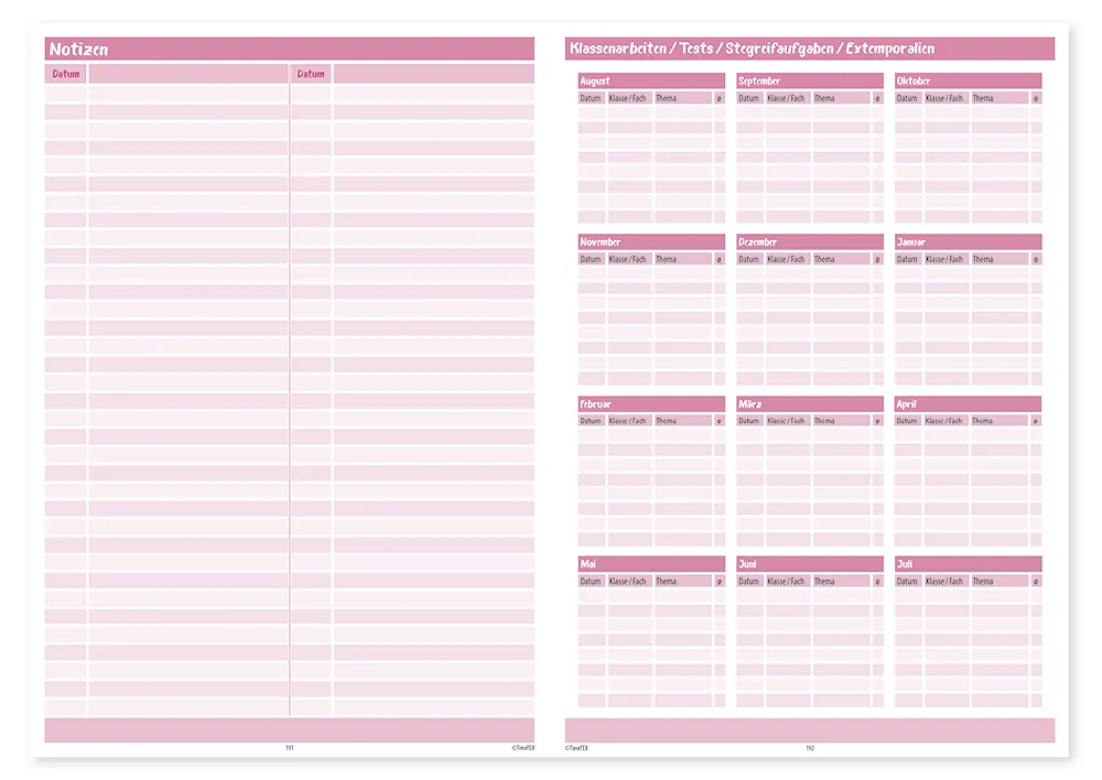 TimeTEX Design-Schulplaner A5-Plus 2026/2027, malve