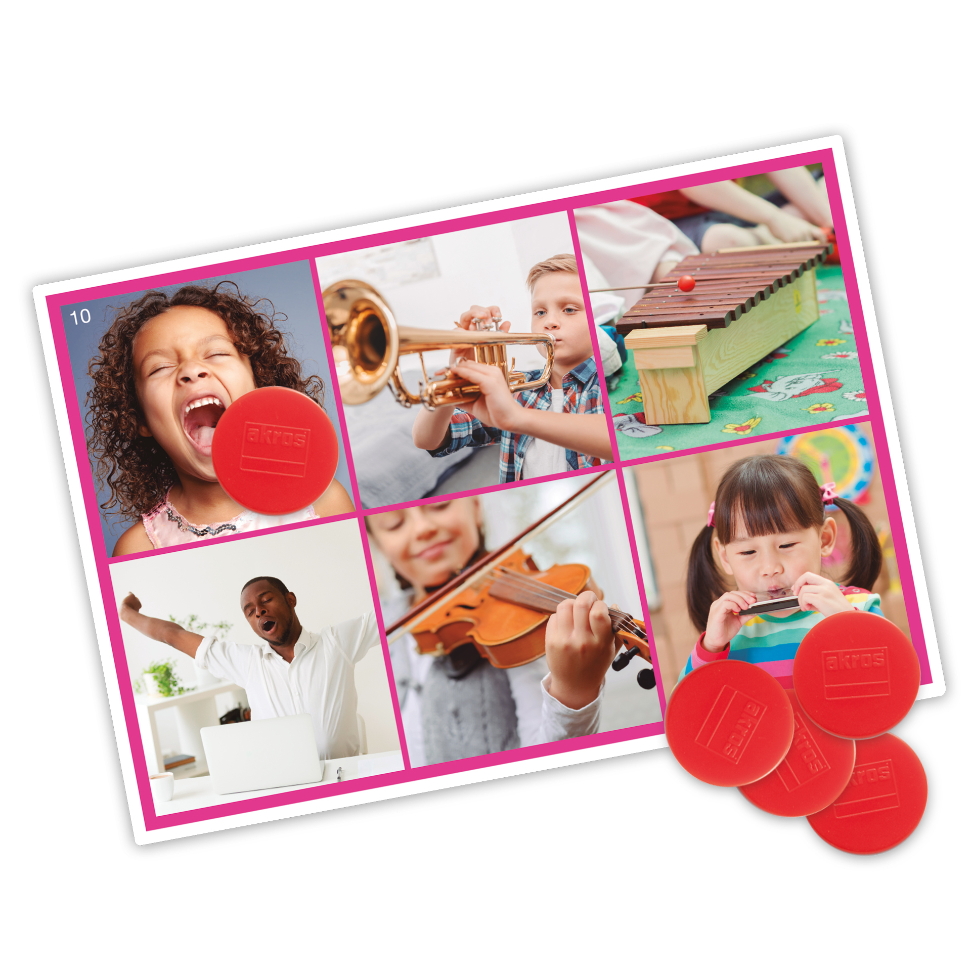 Hagemann Lernspiel "Geräusche- und Musik-Instrumente Bingo", 176-tlg.