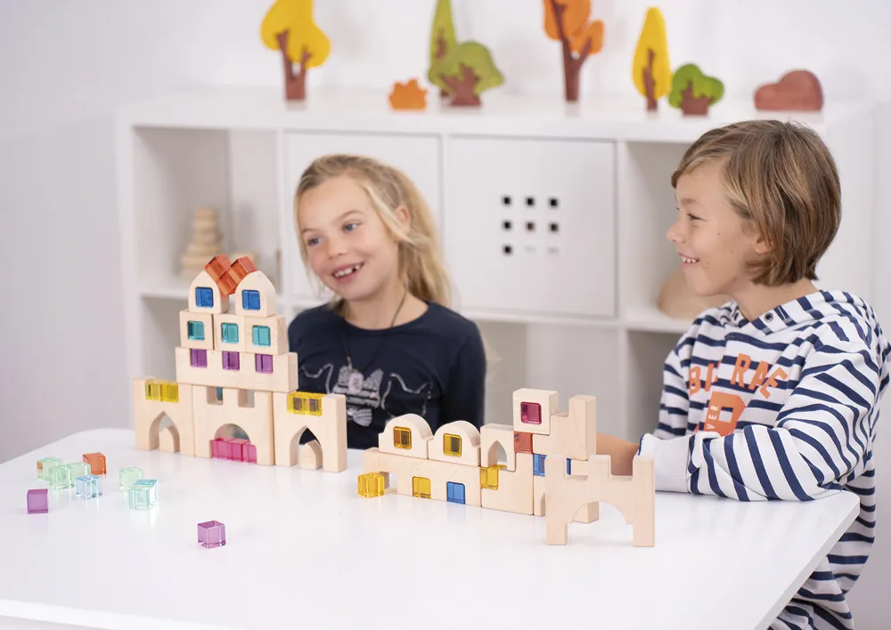 Holzbaukasten "Meine Regenbogenstadt", 24-tlg.