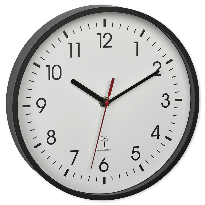 TimeTEX Funk-Schuluhr mit KU-Rahmen, schwarz, 24,5 cm ø