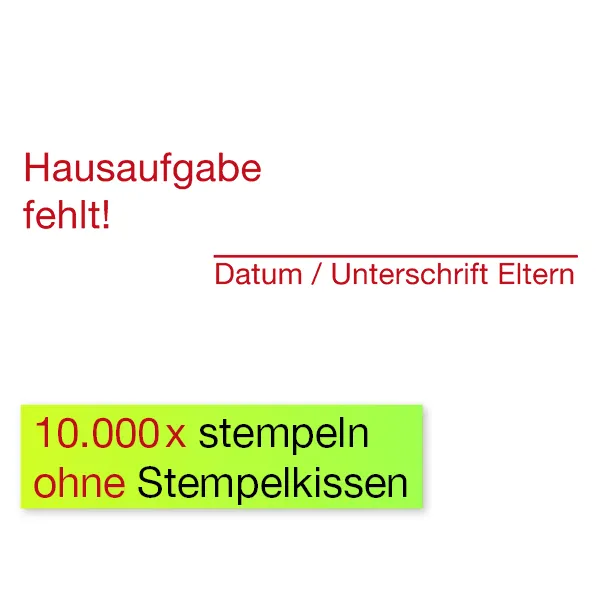 Siebdruck-Stempel "Perpetuum", "Hausaufgabe"
