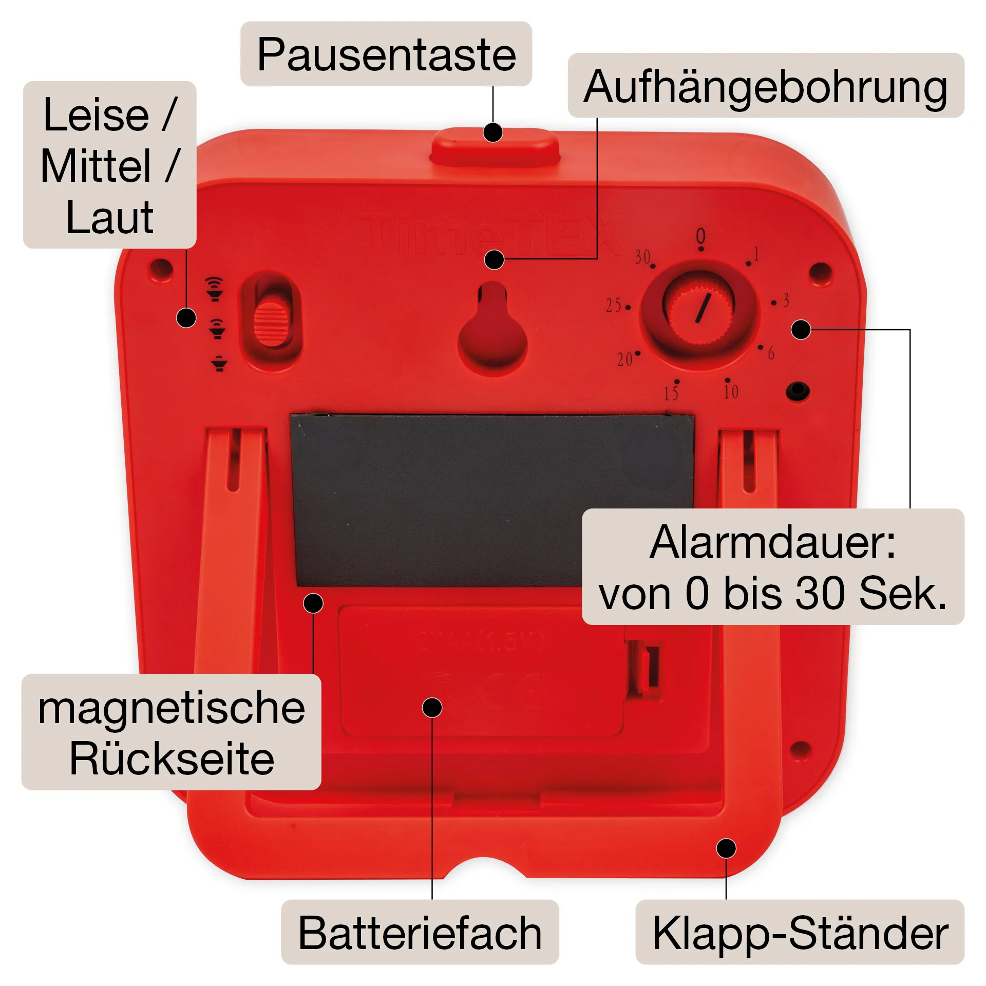 TimeTEX lydløs timer ColorLINE, med pauseknap