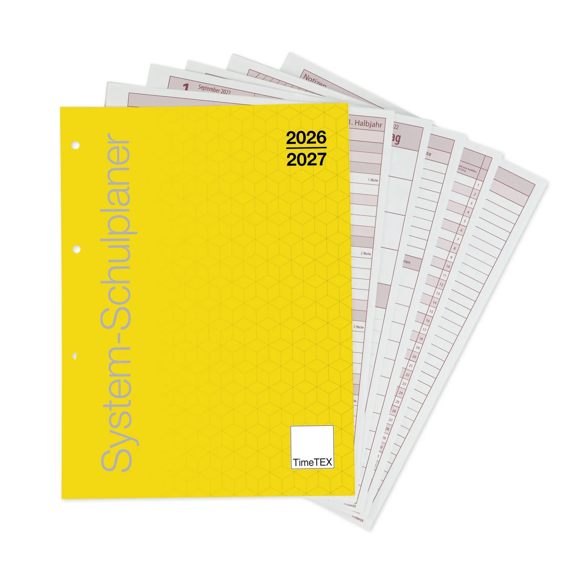TimeTEX Schulplaner "lose Blatteinlage", A4-Plus, gelb 2026/2027