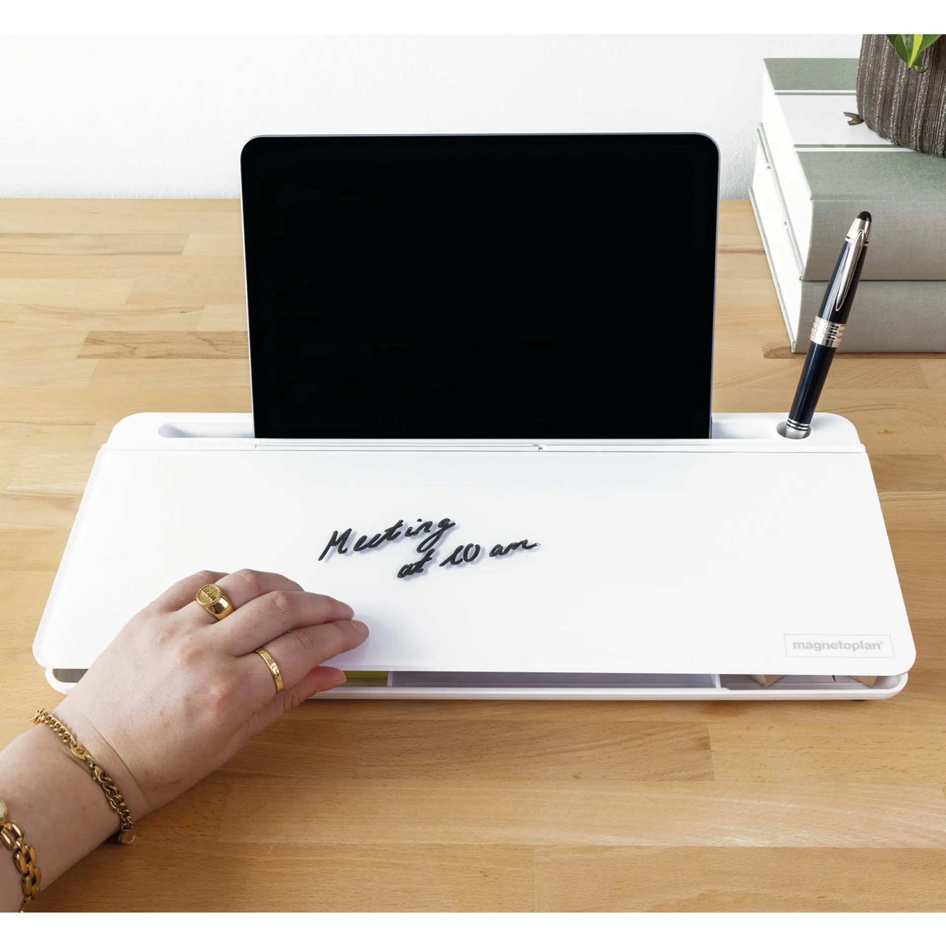 Tisch-Organizer mit beschriftbarer Glasoberfläche, weiß