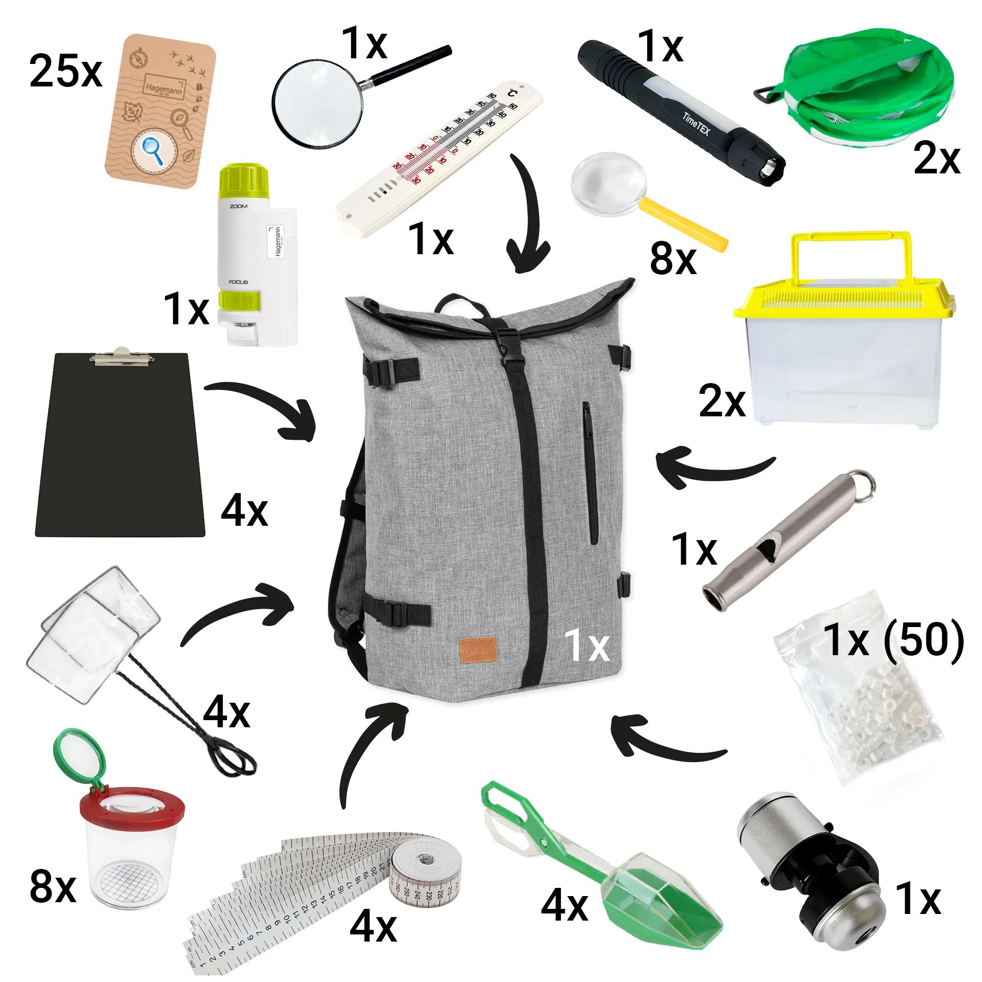 Profi-Forscher-Rucksack "Natur", Klassensatz, 45-tlg.