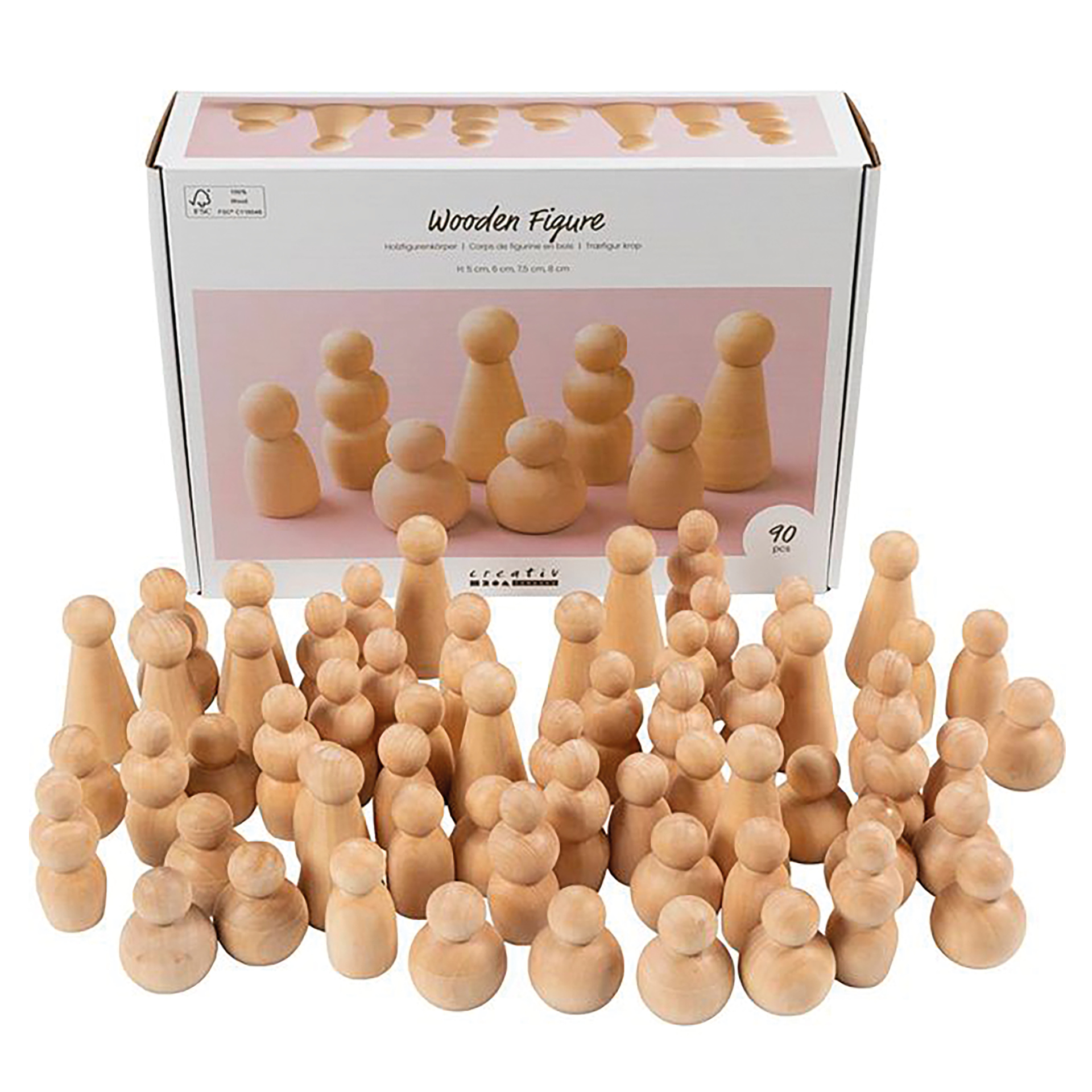 Holzfiguren "Körper" aus Holz, 90 Stück