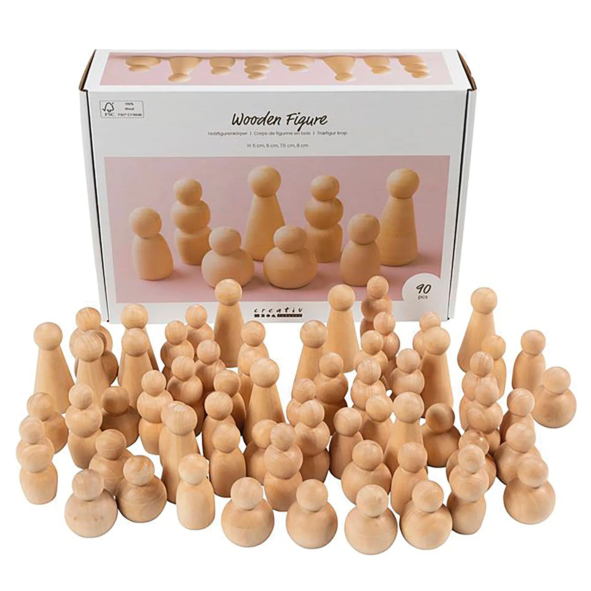 Holzfiguren "Körper" aus Holz, 90 Stück