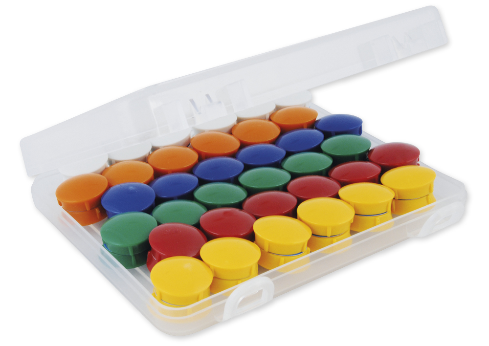 Hagemann Set Haft-Magnete 21 mm ø in Box, 72-tlg.