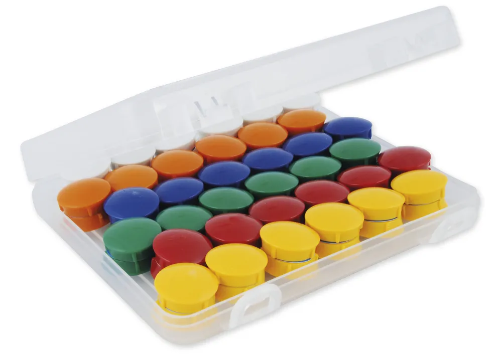 Set med magneter 21 mm ø i kartong, 72 st.