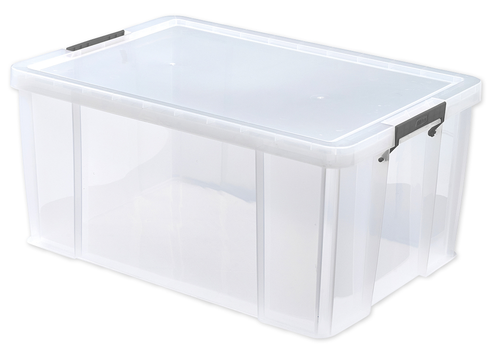 Plastkasse stabelbar, gennemsigtig, 70 liter