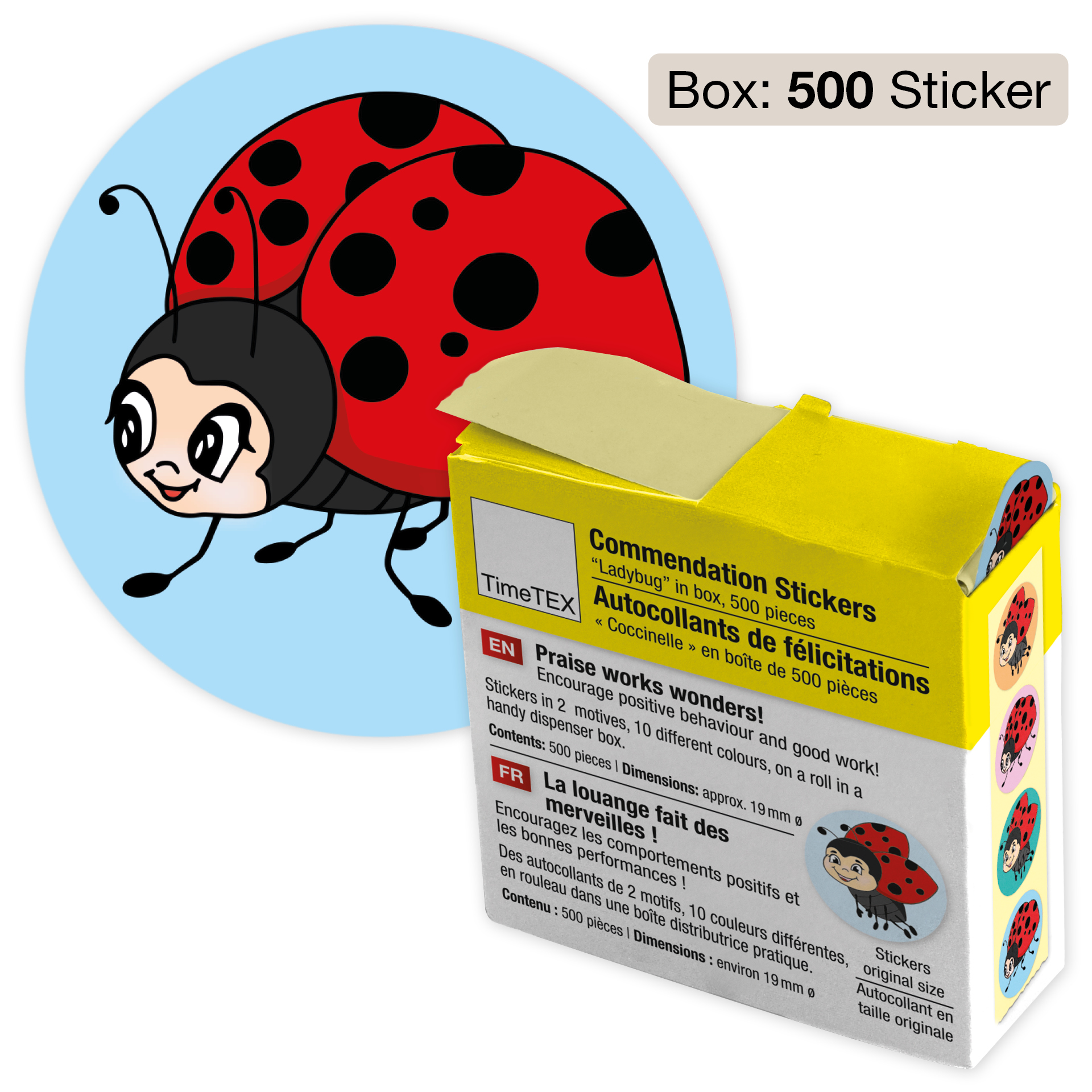 Lovdekaler "Nyckelpiga" i dispenserlåda, 500 st