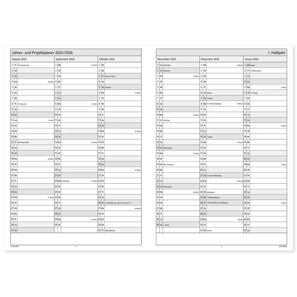 TimeTEX Trend-Schulplaner A4, 2026/2027, nachtblau