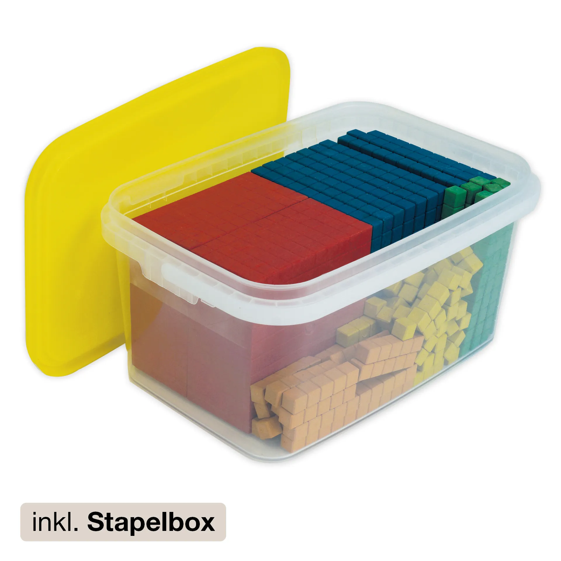 Dienes Grundsortiment, 141-tlg., Zahlenraum 1.000, farbig, in Stapel-Box
