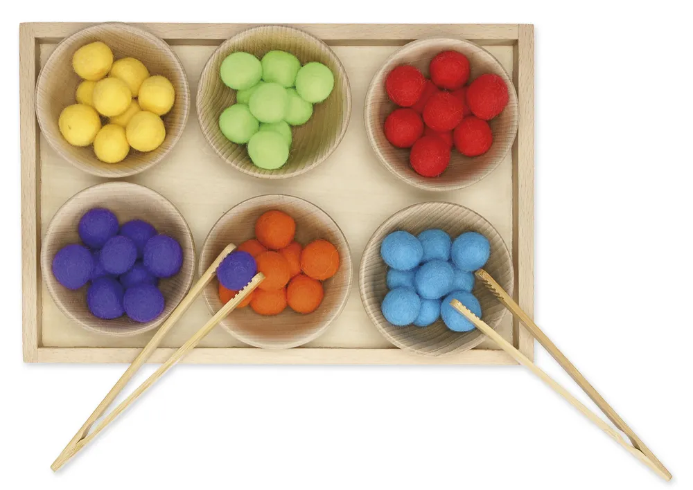 Sortier-Tablett "Holzschalen und Pinzetten", 9-tlg.