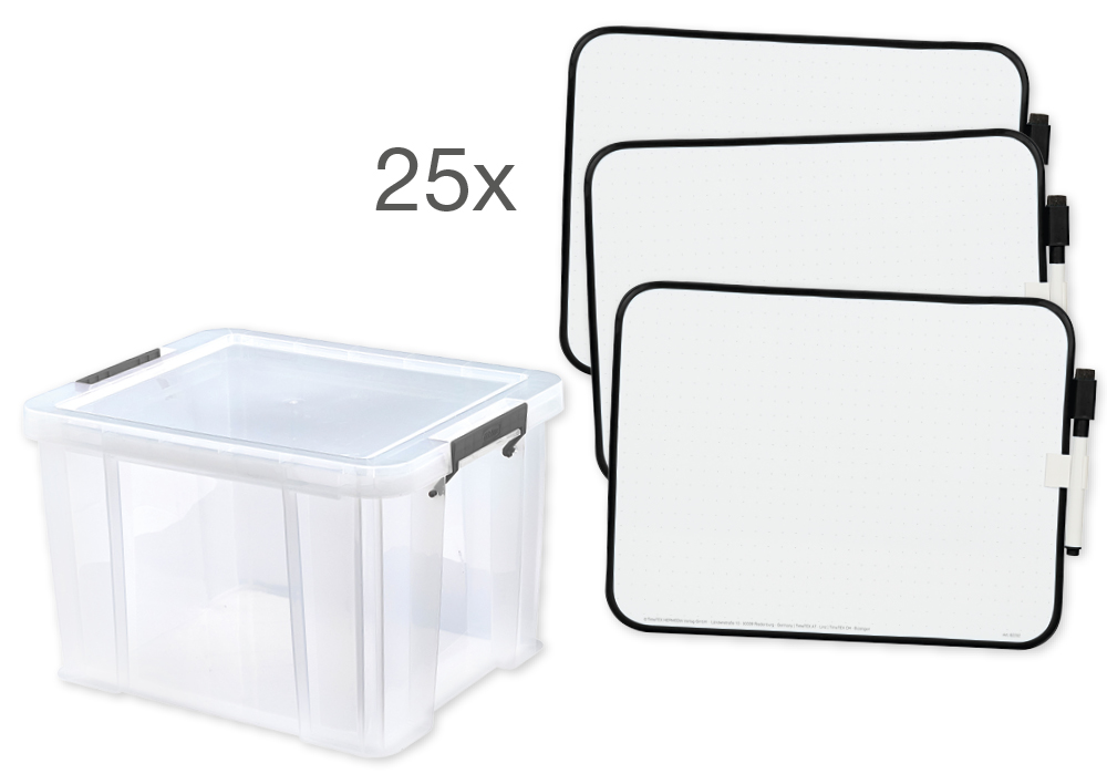 Klassensatz Whiteboard A4-Plus, doppelseitig, 25 Stück in Box