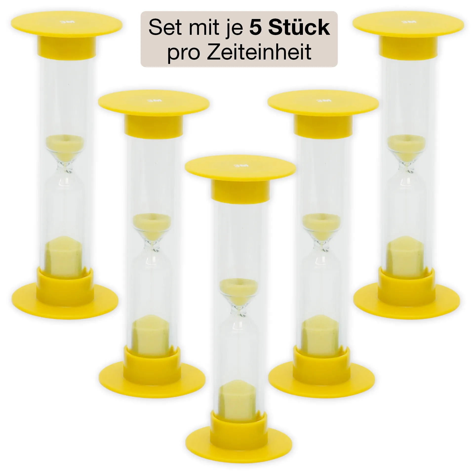 Sanduhren-Set 5-tlg., 10cm hoch, 2,5cm ø (1 Zeiteinheit)