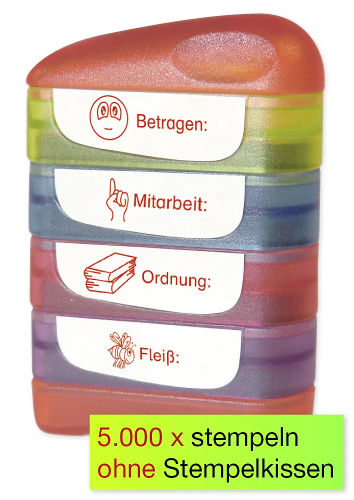 Siebdruck-Stempel "Perpetuum", 4 in 1, "Betragen"