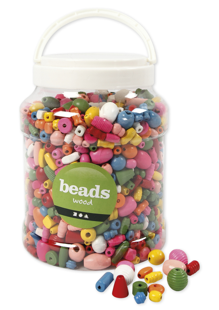 TimeTEX Holzperlen-Mix, 5-28 mm ø, ca. 1.930 Stück