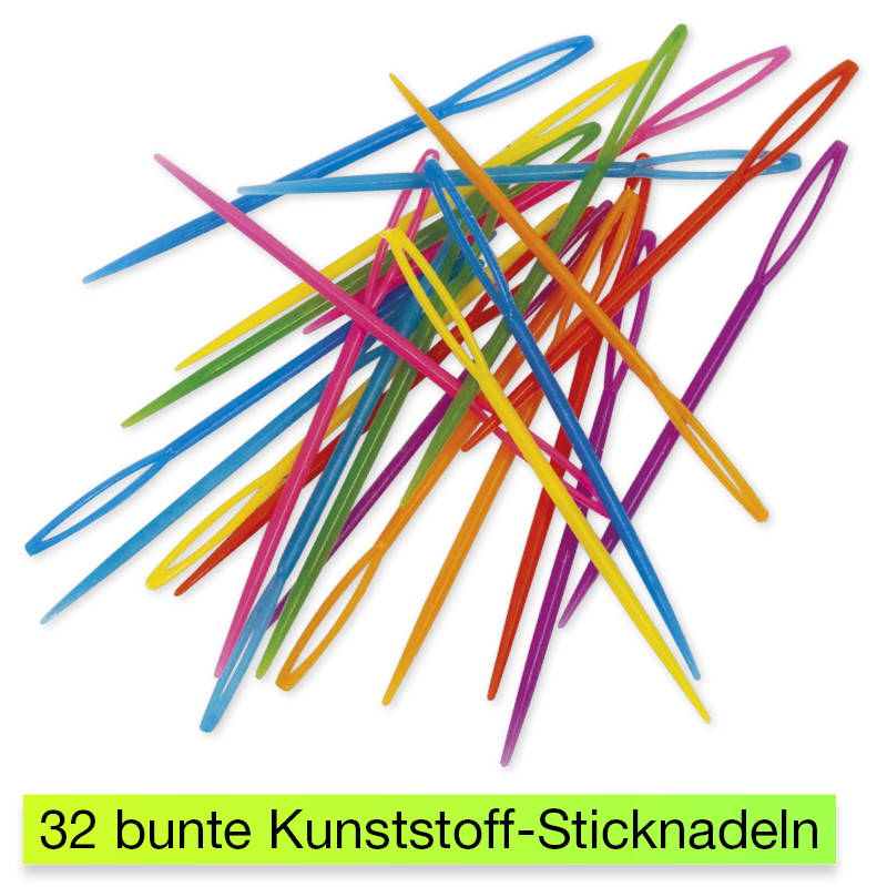 Sticknadeln aus Kunststoff, farbig, 32 Stück