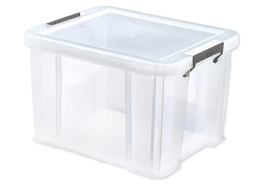 Plastlåda stapelbar, transparent, 36 liter