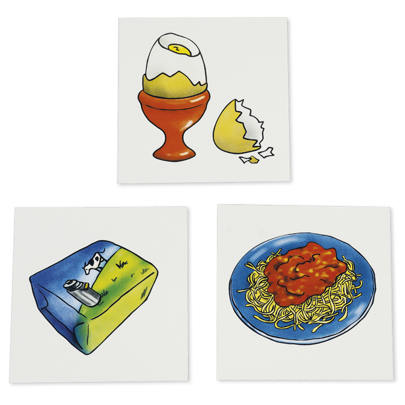 Cutiuța cu imagini "Vocabular" - fructe, legume, produse alimentare