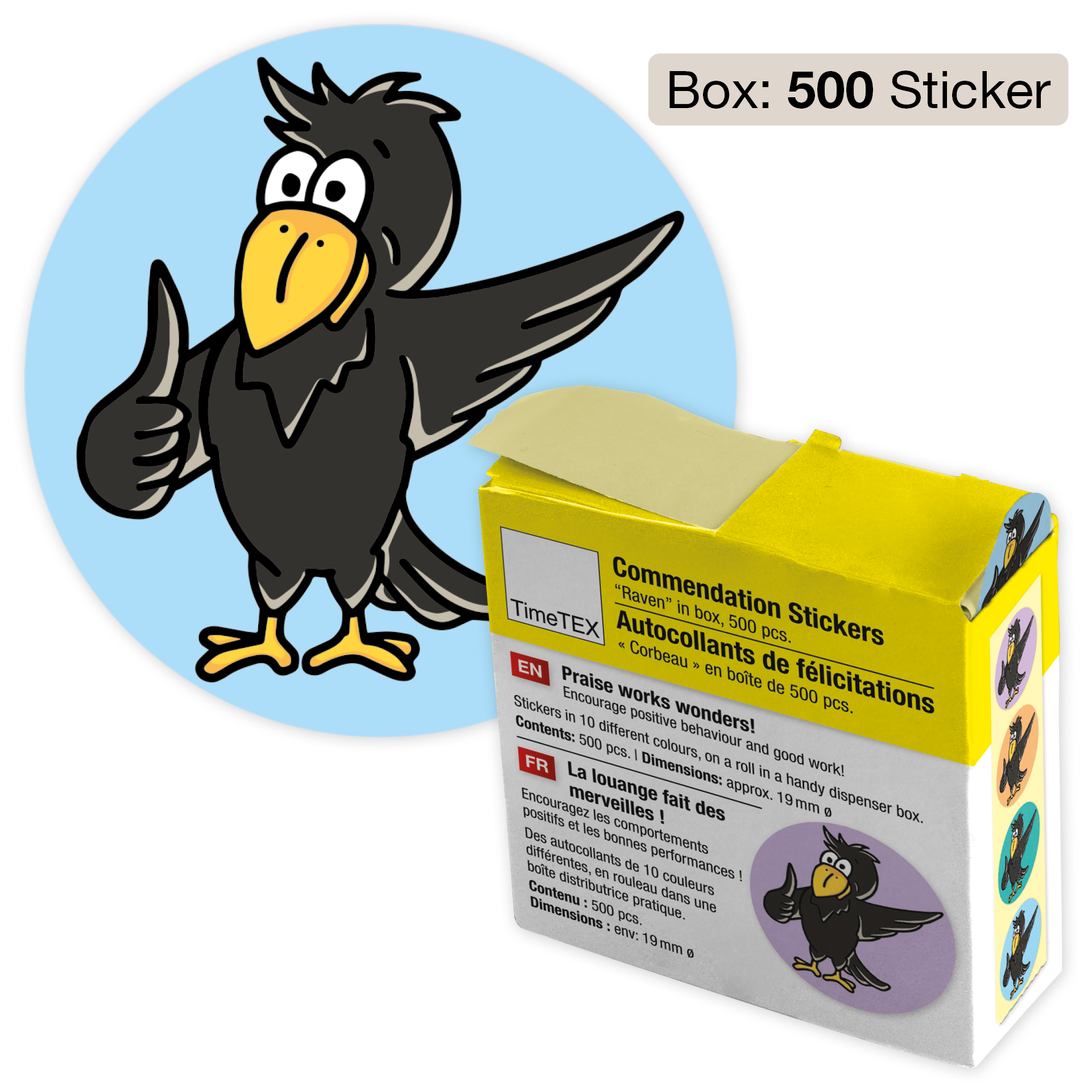 Lovdekaler "Rabe" i dispenserlåda, 500 st