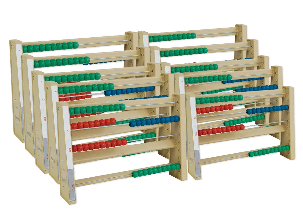 Klassensatz Rechenrahmen Montessori 4-stellig, 10-tlg., in Stapel-Box "Montessori Premium"