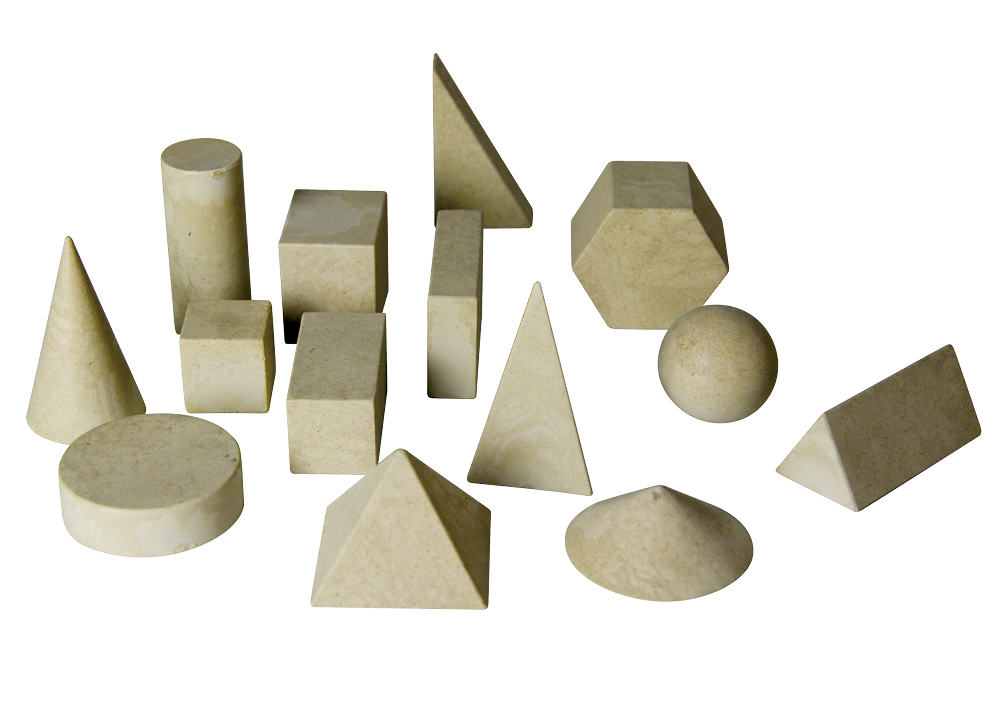 TimeTEX Set Geometrie-Körper massiv, naturfarben, 14-tlg. im Karton