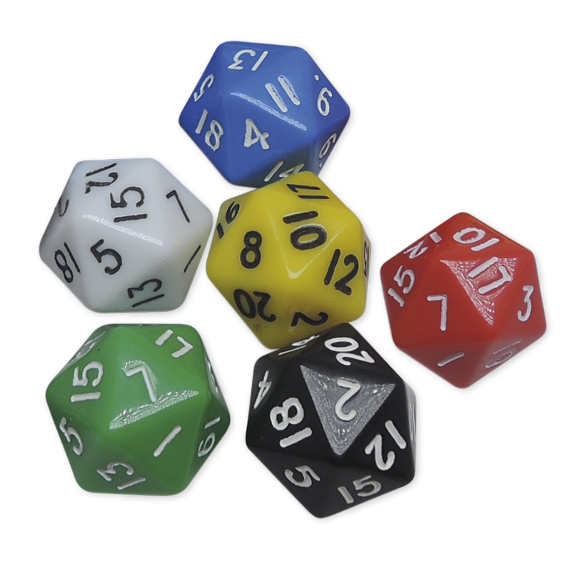 Hagemann Set Würfel zwanzigseitig 1-20, 6-tlg., 24 mm