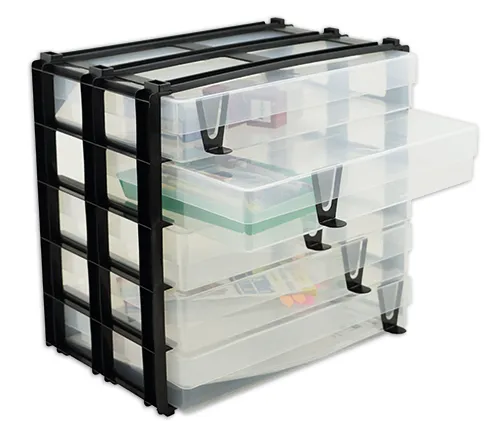 Lådlåda med 5 st A4 plastlådor, stapelbar