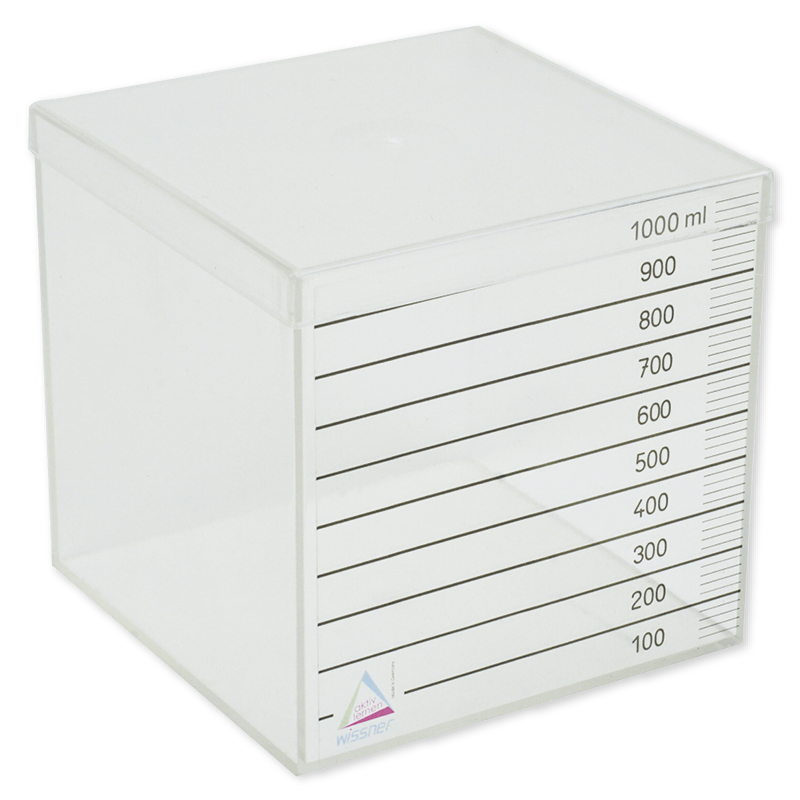 Literkub, transparent, tillverkad av RE-Plastic