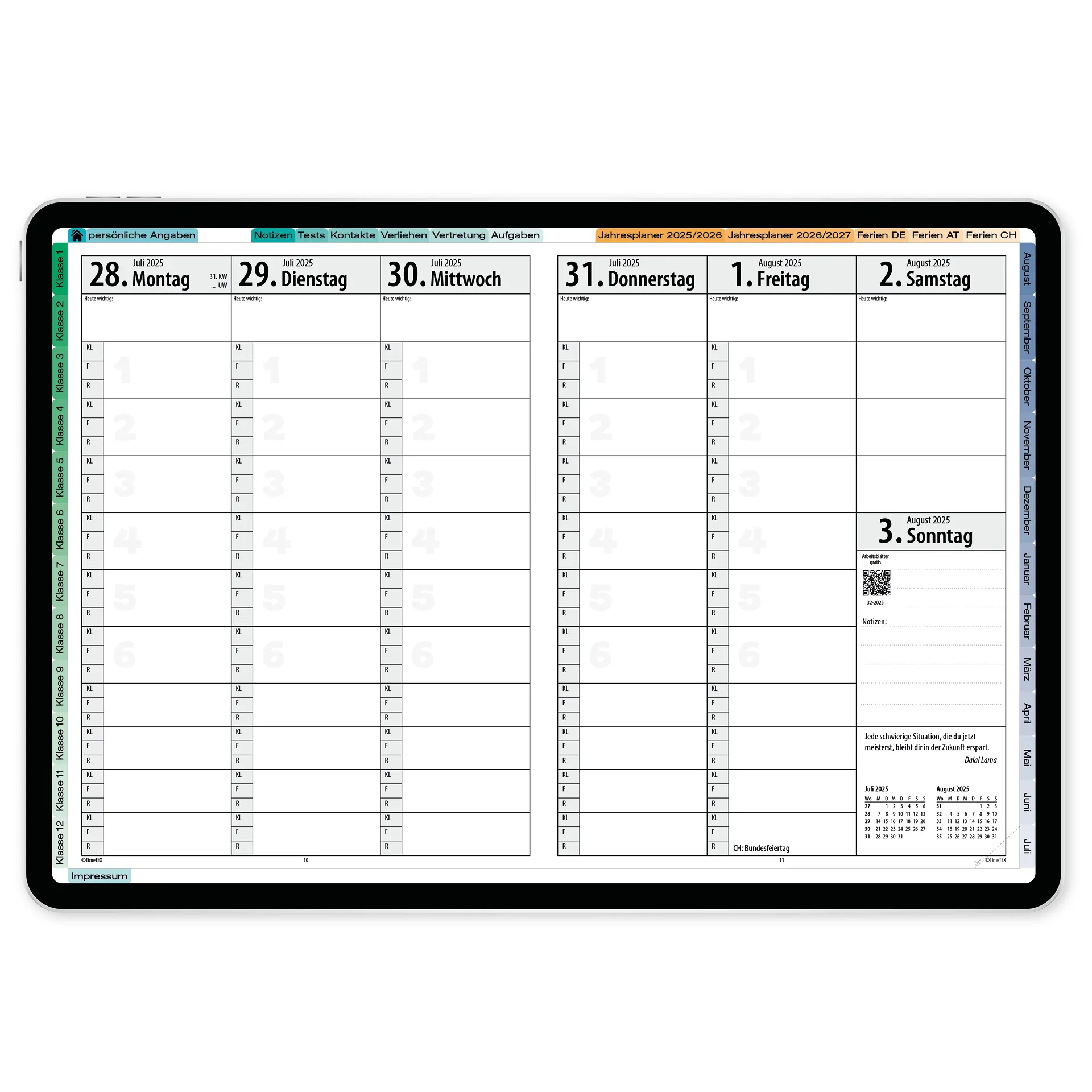 TimeTEX Digitaler System-Schulplaner DigiPlan, gelb, 2026/2027