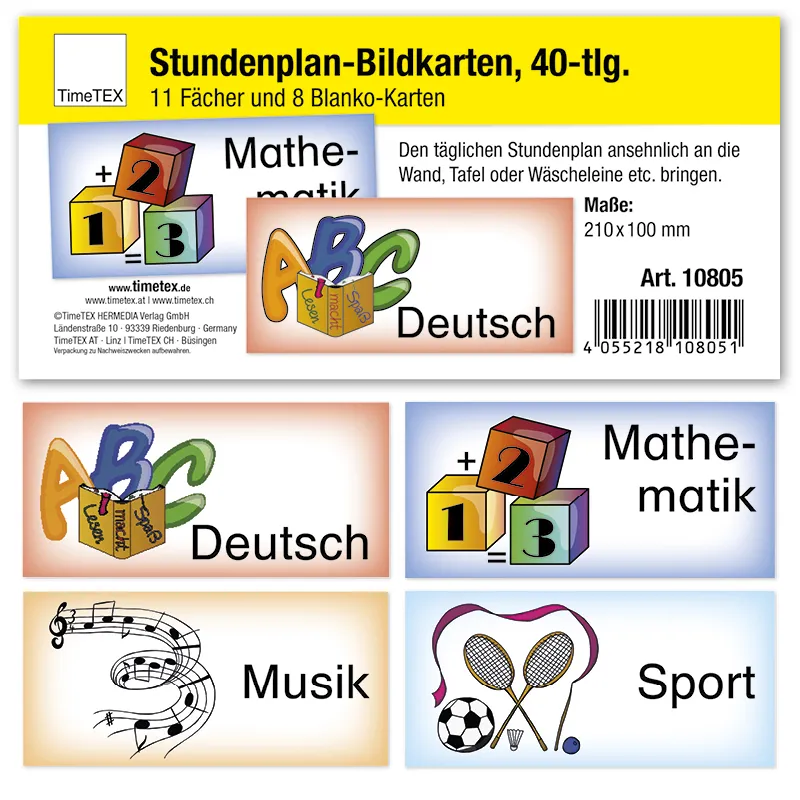 Stundenplan-Bildkarten aus Pappe, magnetisch, 40-tlg.