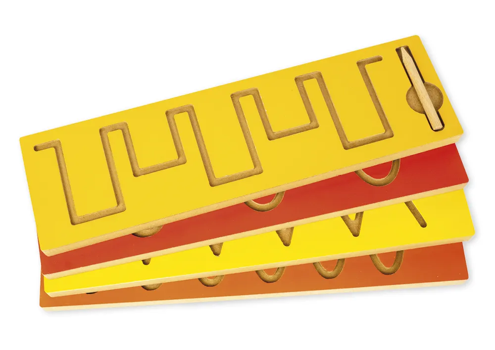 Uppsättning av svängövningsmallar med penna, 5 delar. i trälåda