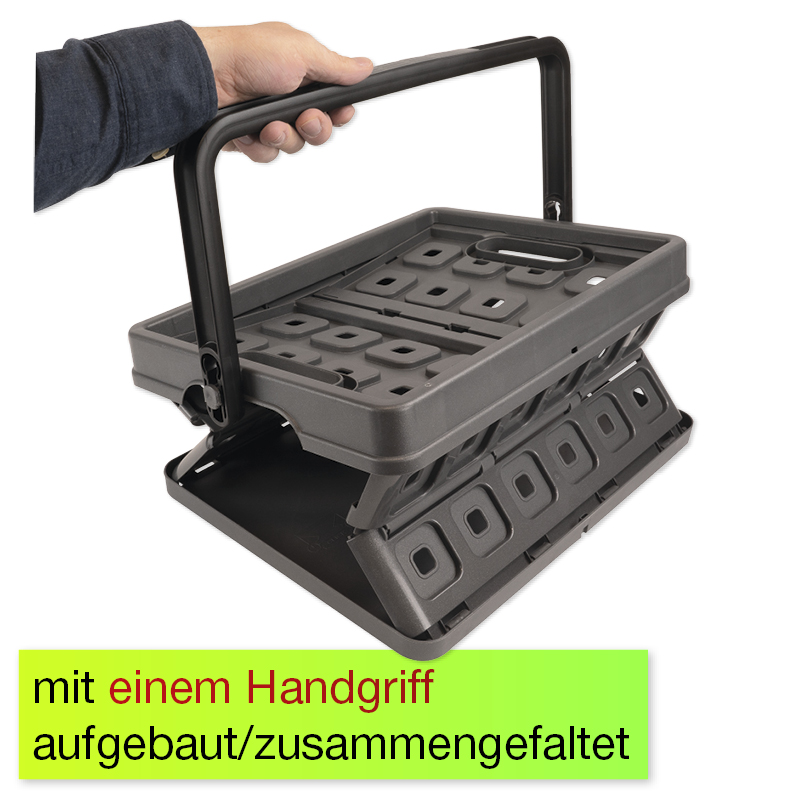 Opbergkrat van kunststof met hengsel, ca. 24 liter, max. 15 kg, antraciet