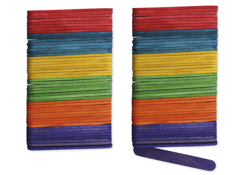 Bunte Holzspatel, 8x65 mm, 100 Stück