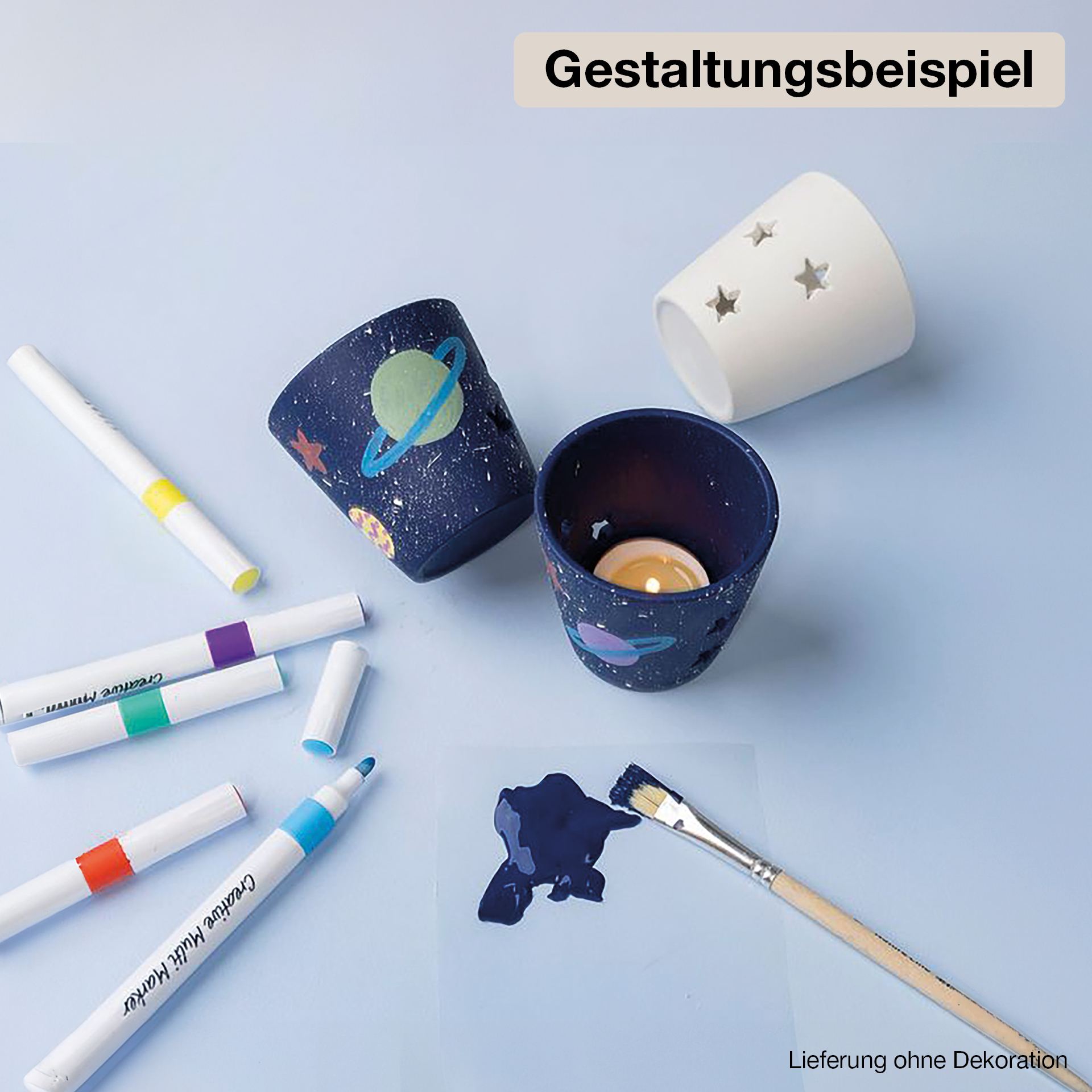 Teelichthalter aus Terrakotta, weiss, 1 Stück
