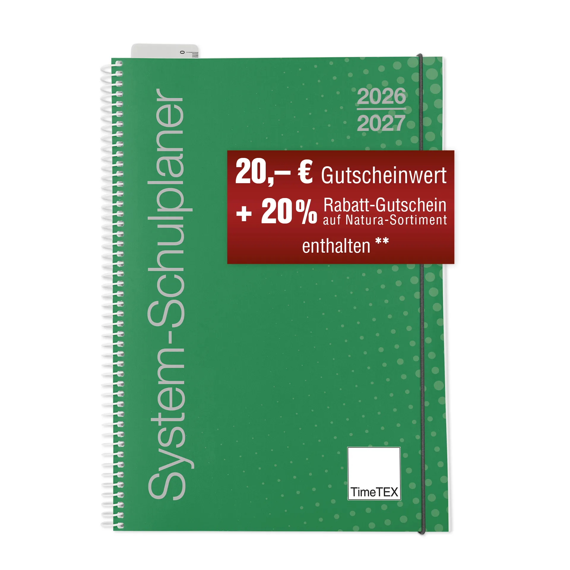 TimeTEX System-Schulplaner A5, grün 2026/2027
