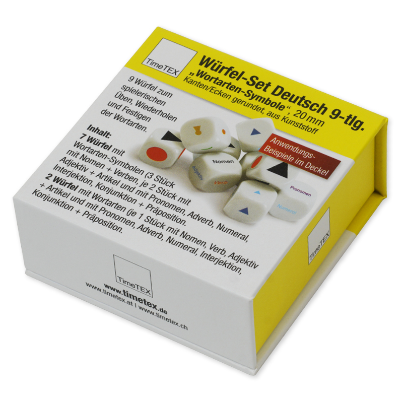 TimeTEX Würfel-Set Deutsch "Wortarten-Symbole", 9-tlg., 20 mm "Montessori Premium" TimeTEX Würfel-Set Deutsch "Wortarten-Symbole", 9-tlg., 20 mm "Montessori Premium"