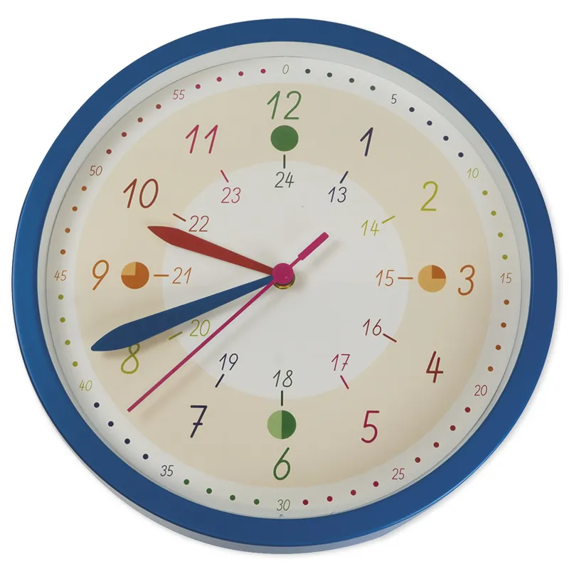 Leerklok, wandmodel, 1-24 analoog, 30 cm ø, kwarts loopwerk