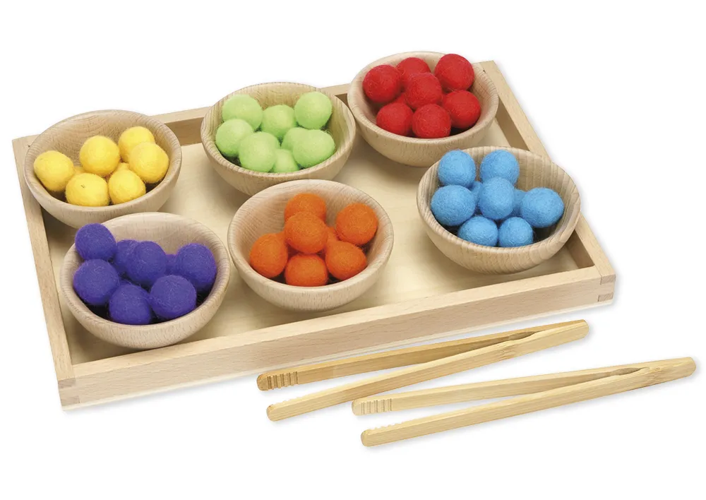 Sortier-Tablett "Holzschalen und Pinzetten", 9-tlg.