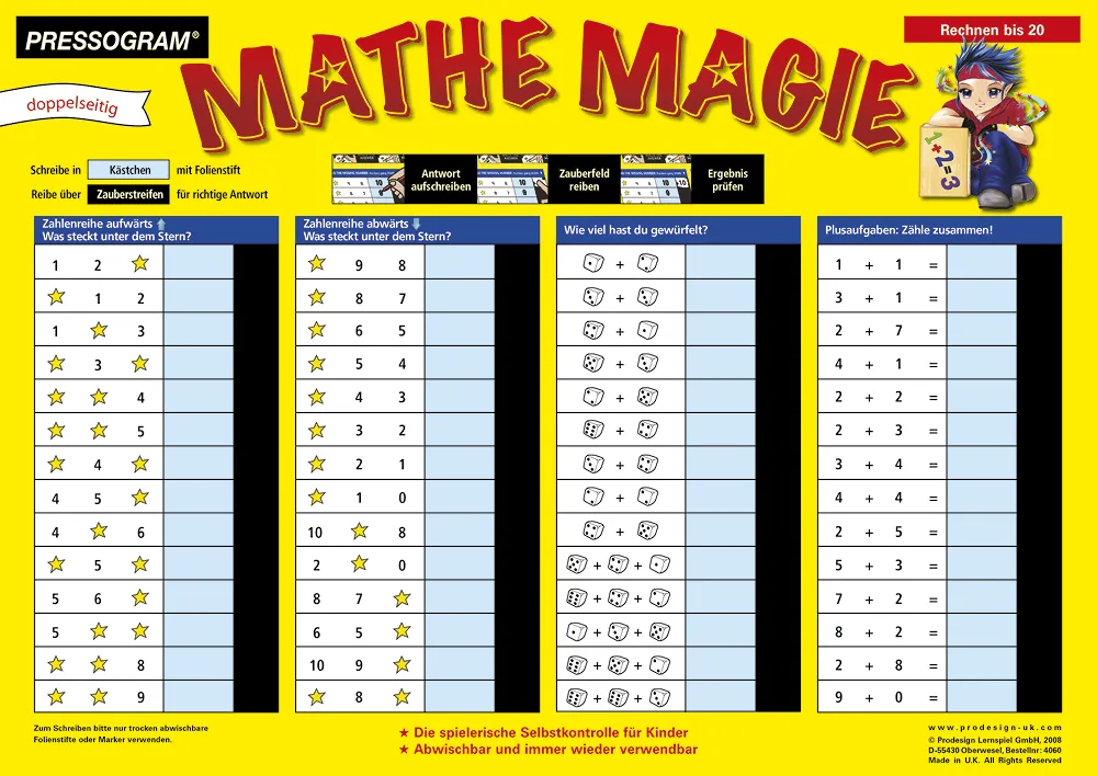 TimeTEX Zaubertafel "Mathematik" Rechnen bis 20