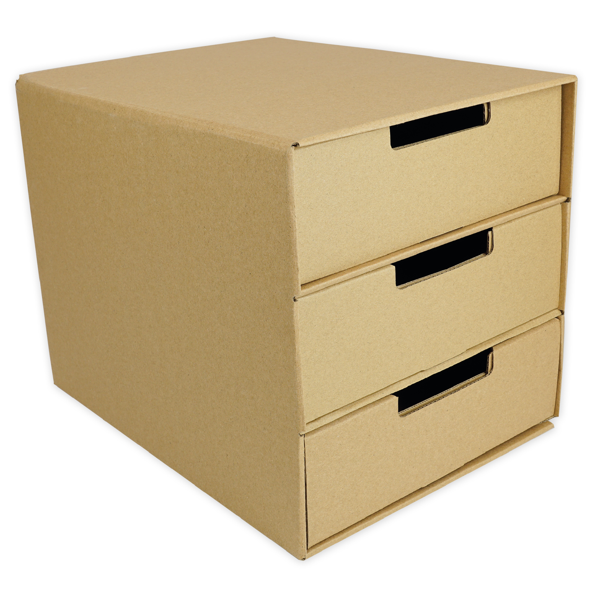 Natura-Schubladen-Box A4 mit 3 Schüben, aus Pappe