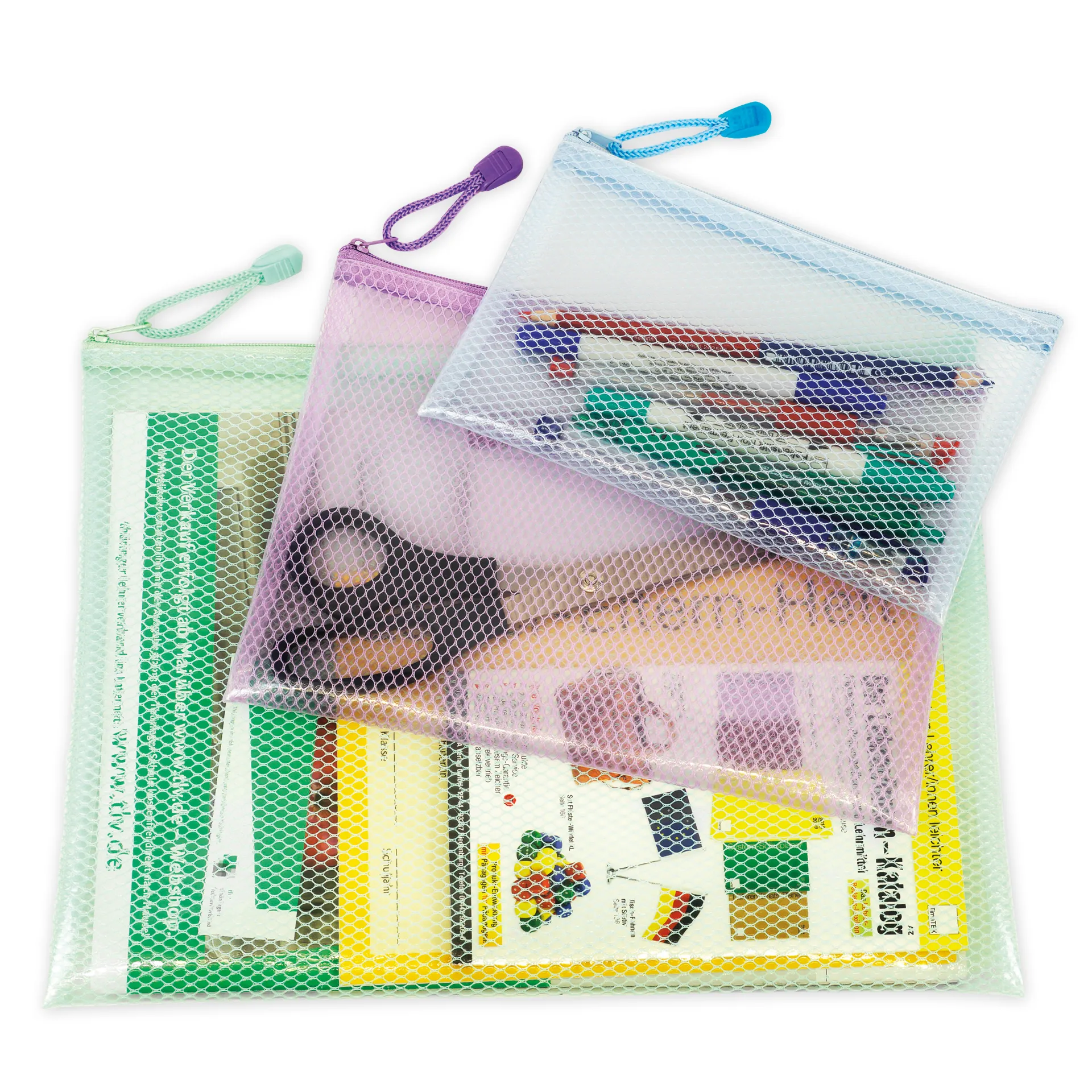 TimeTEX Set Flexo-Utensilien-Taschen farbig, 3-tlg.