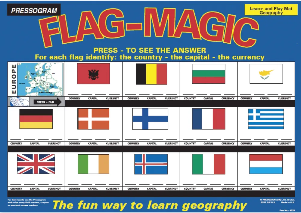 TimeTEX Zaubertafel "Flaggen-Zauber" Englisch Europa