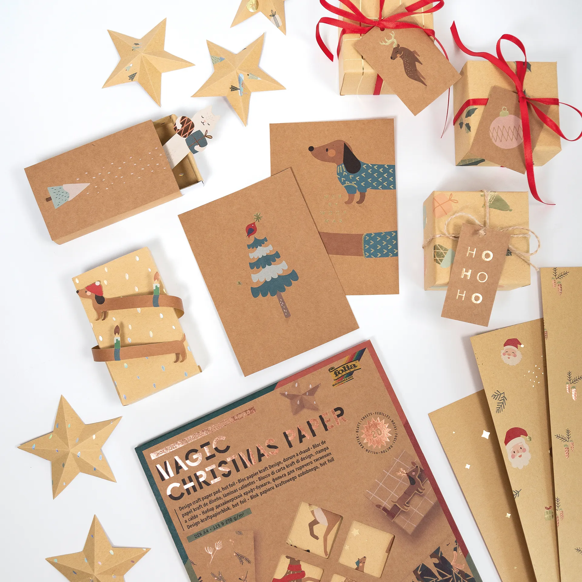 Kraftpapirblok "Magisk Julepapir" A4, 20 ark