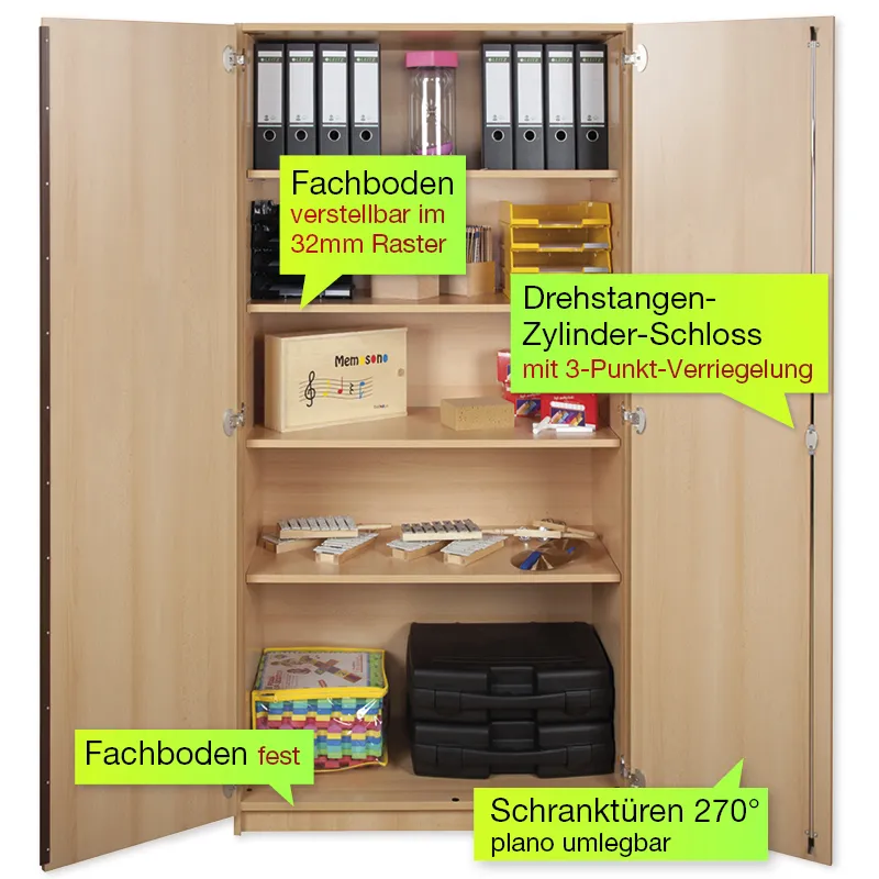 Material-Hochschrank L, Plustiefe, 5 Fachböden