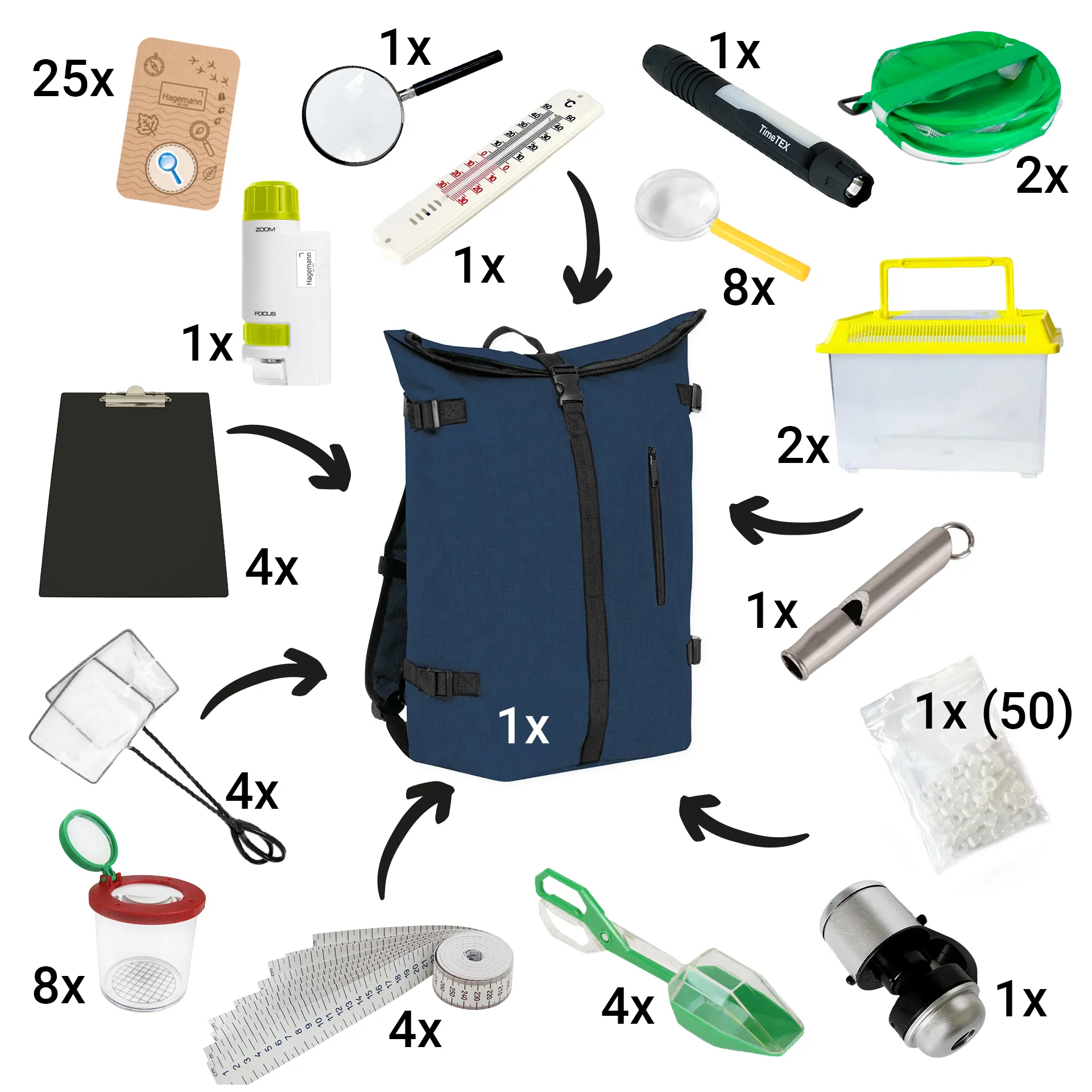 Profi-Forscher-Rucksack "Natur", Klassensatz, 45-tlg.