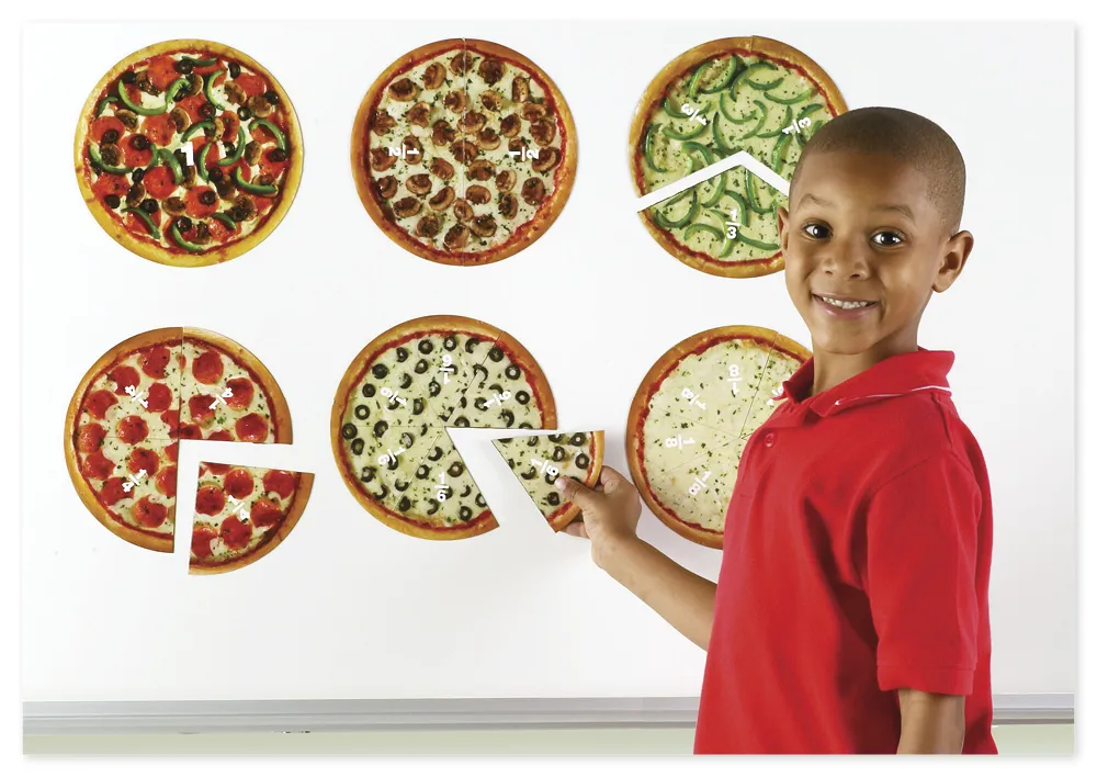 Demo-Bruchrechen-Kreise "Pizza", 200 mm ø, magnetisch, 24-tlg.